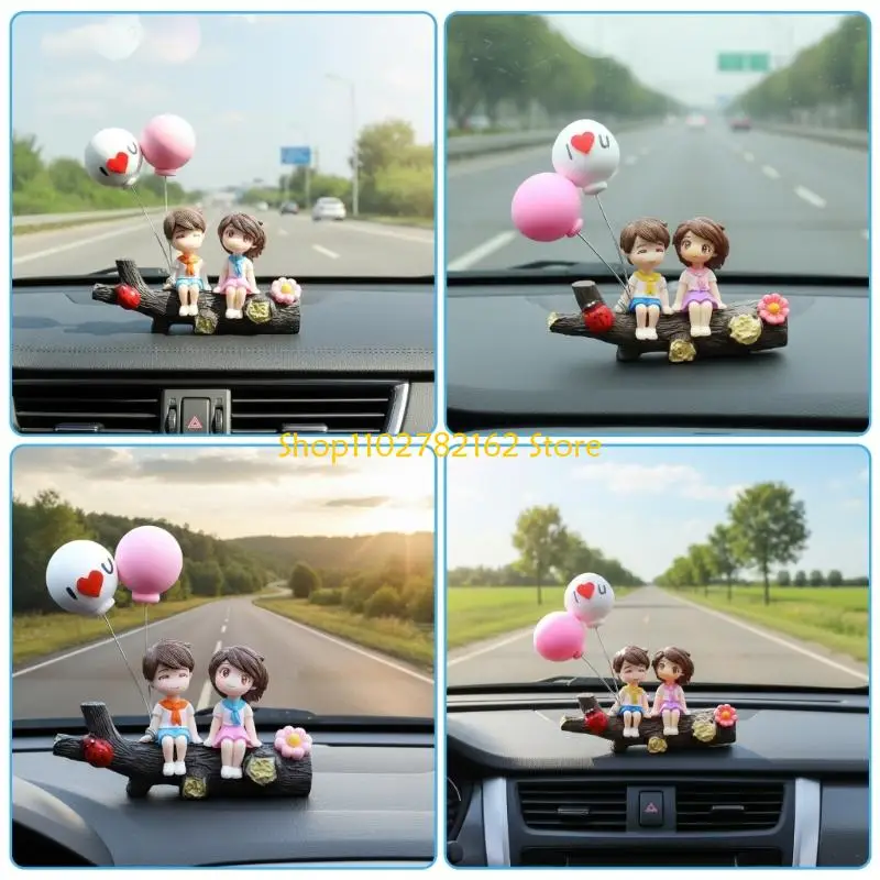 

547B Attractive Resin Couple Figurine Car Dashboard Decors Thoughtful Romance Present