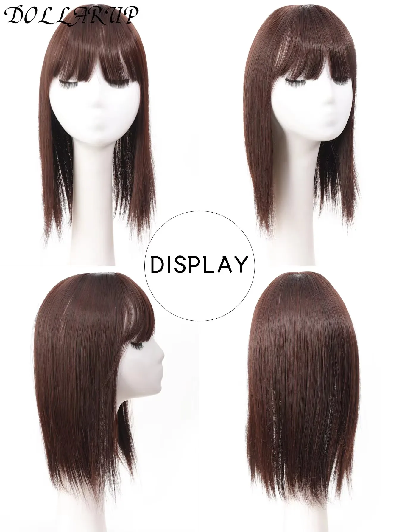 JKL الشعر الاصطناعية توبر مع الانفجارات غير مرئية ثلاثية الأبعاد الشعر المستعار قطع الشعر العلوي إغلاق الشعر للنساء قصيرة مستقيم مقاطع علوية واي فاي #4