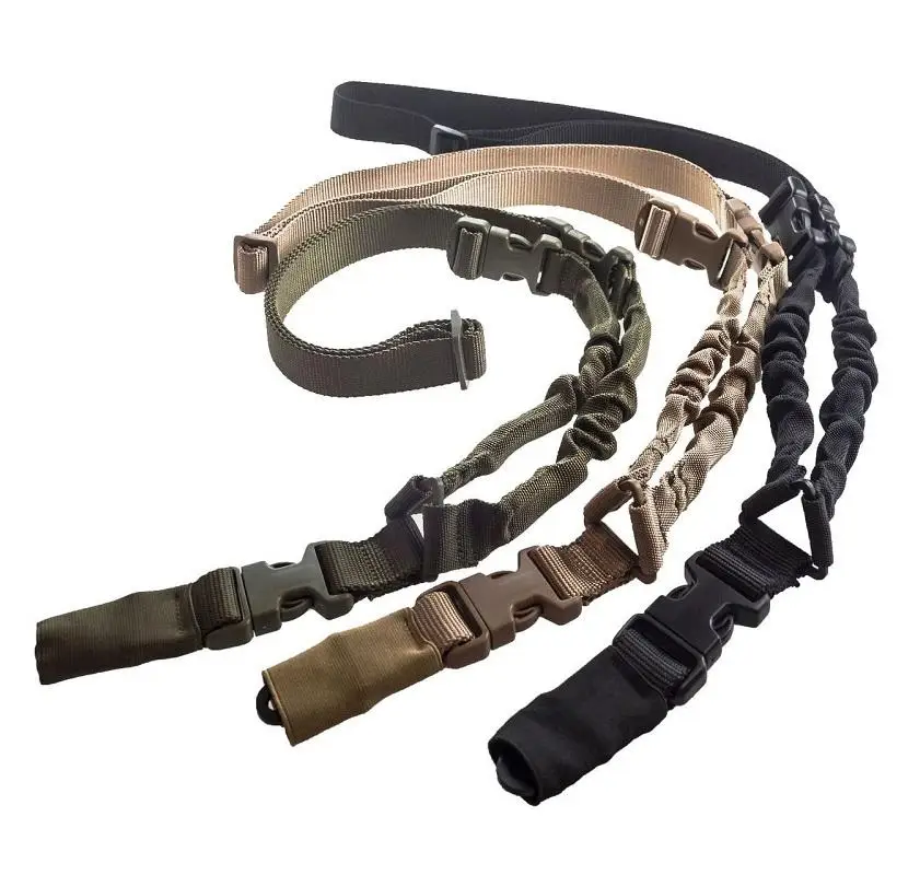 Tactical Gun Single Point Sling Adjustable Bungee Rifle Shoulder strap length for Airsoft Hunting Accessories Military Strap M4