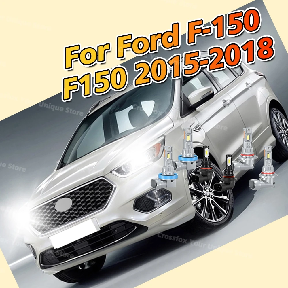 2/6Pcs Super Bright LED Headlights 12V 6000K Fog Bulbs Lampada For Ford F-150 F150 2015 2016 2017 2018 Car High Low Beam 30000LM