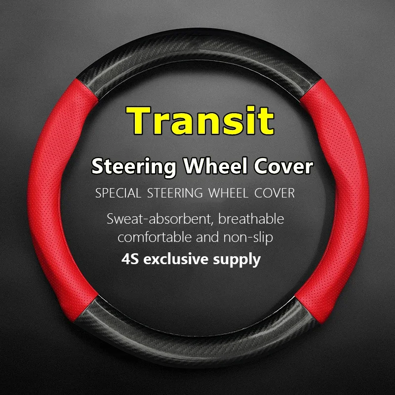 No Smell Thin For Ford Transit Steering Wheel Cover Genuine Leather Carbon Fiber 2.0T 2017 2019 2020 2021 2022 V362 2023