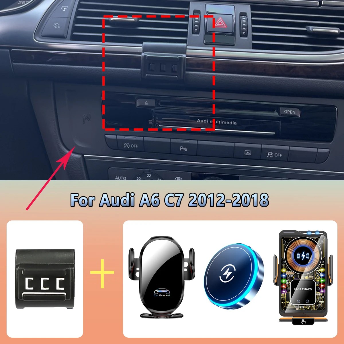 

Car Phone Holder magsafe vent For Audi A6 C7 2012-2016 2017 2018 Magnetic Wireless Charging Car phone charger cradle Accessories