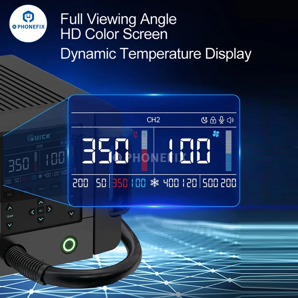 Imagem -04 - Quick 861 Pro Desoldering Station Smart Voice Control Heat Gun Rework Station Hibernação de Refrigeração para Pcb Chip Repair