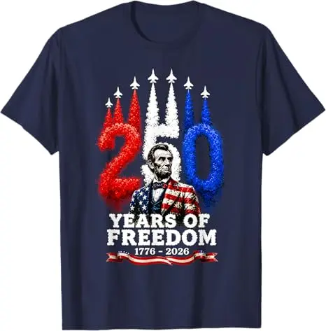 Abraham Lincoln 250. Jahrestag USA 250 Jahre 4. Juli T-Shirt George Washington Gitarre spielend US-Flagge Patriotisches Grafik-T-Shirt – Detail 8