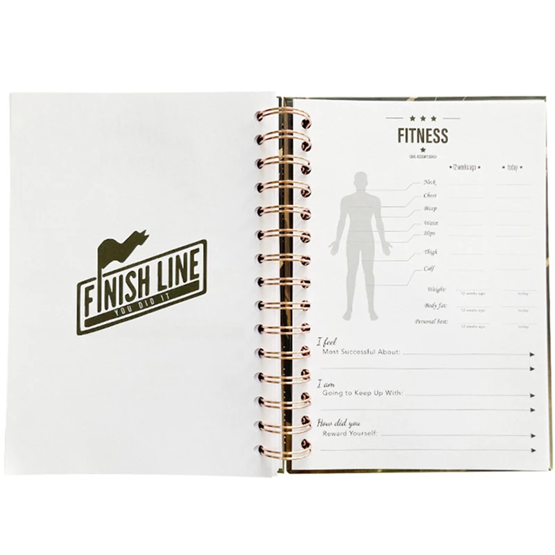 A5 Coil Notebook Binder Fitness Journal Workout Planners with Diet & Calorie Personal Health Tracker