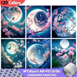 120 Colors Diamond Painting Moon AB Fairy Dust 5D Diy Kits Tree Full Square Round Embroidery Mosaic Landscape Home Decor