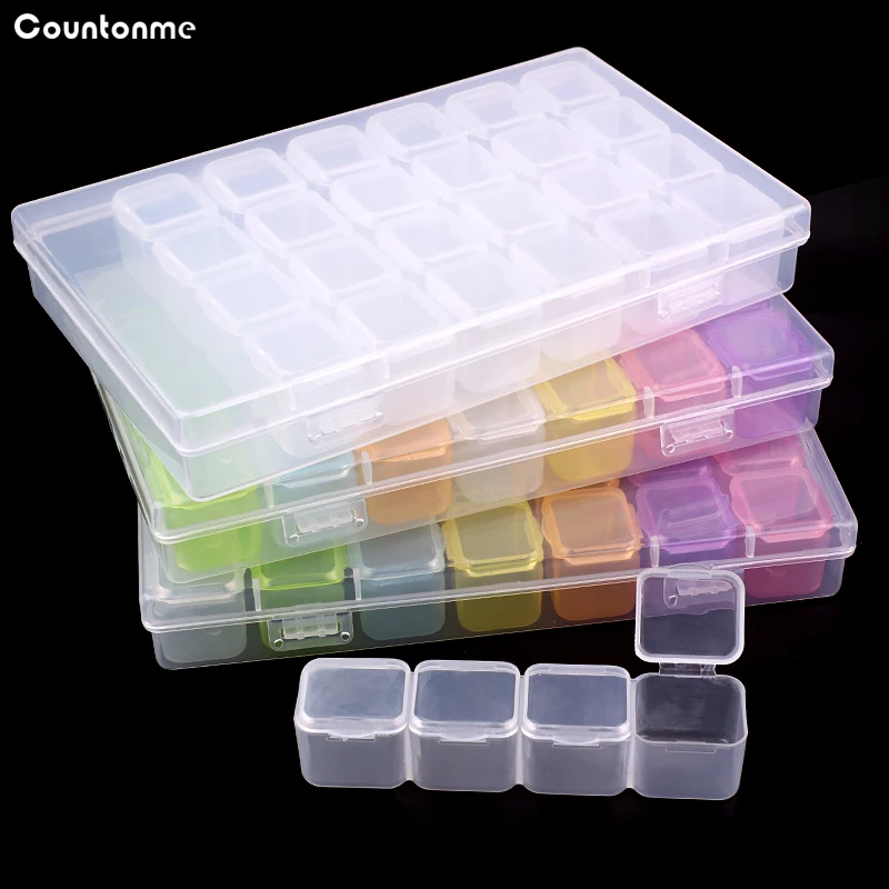 

Empty Storage Box 28 Grids Separate Slots Nail Art Rhinestones Container Jewelry Decoration Nail Tips Holder Case Organizer Box