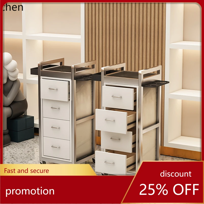 

HT stainless steel cabinet barber shop tool table hair cutting cabinet hair salon cart perm and dyeing tool cart