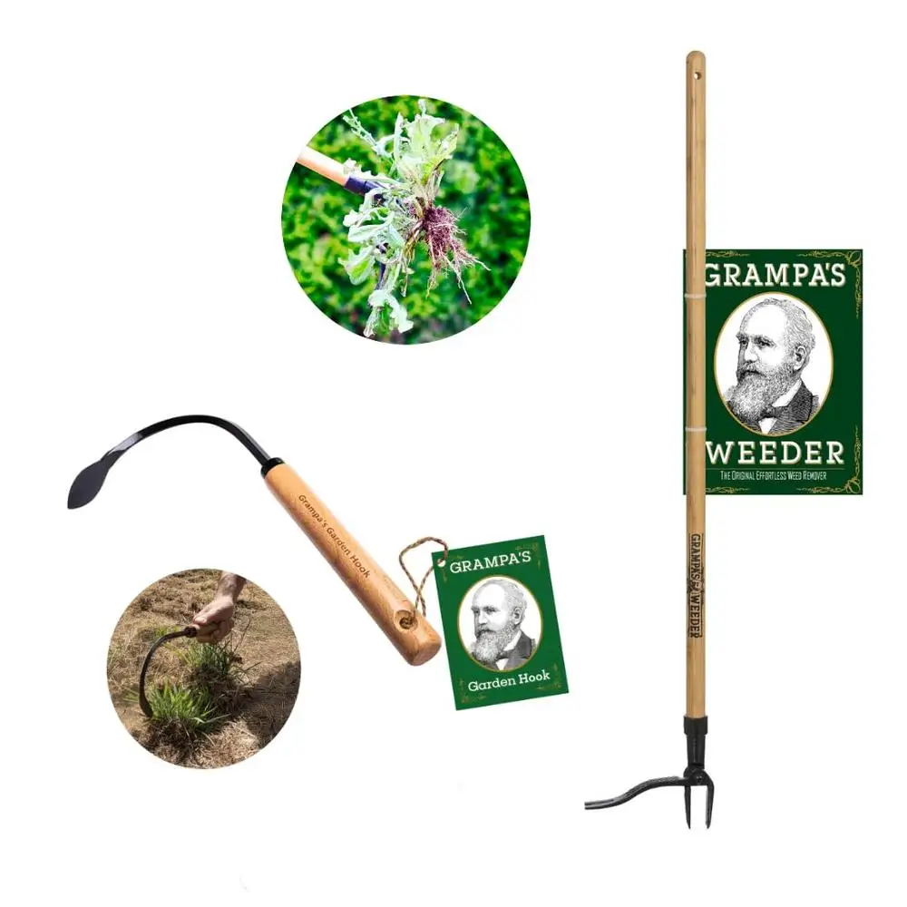 Grampa's Hand Hook Bundle The Original Stand Up Weed Puller & Grampa's Garden Hook Weeder/Hand Cultivator Tool