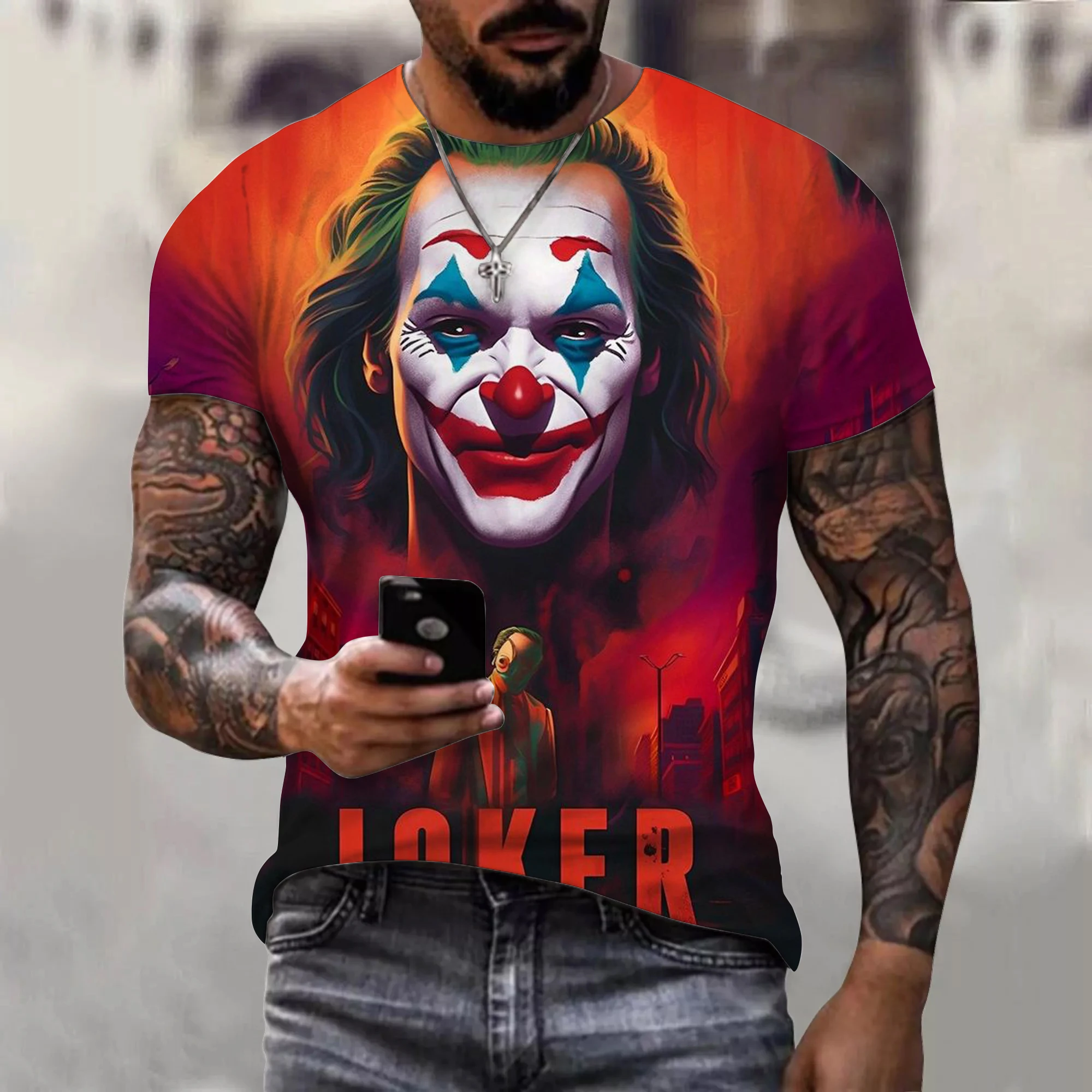 graphic Funny t shirt  joker Daily Designer Outdoor Men's 3D Print Party Casual Holiday Black White Blue Short Sleeve Crew Neck