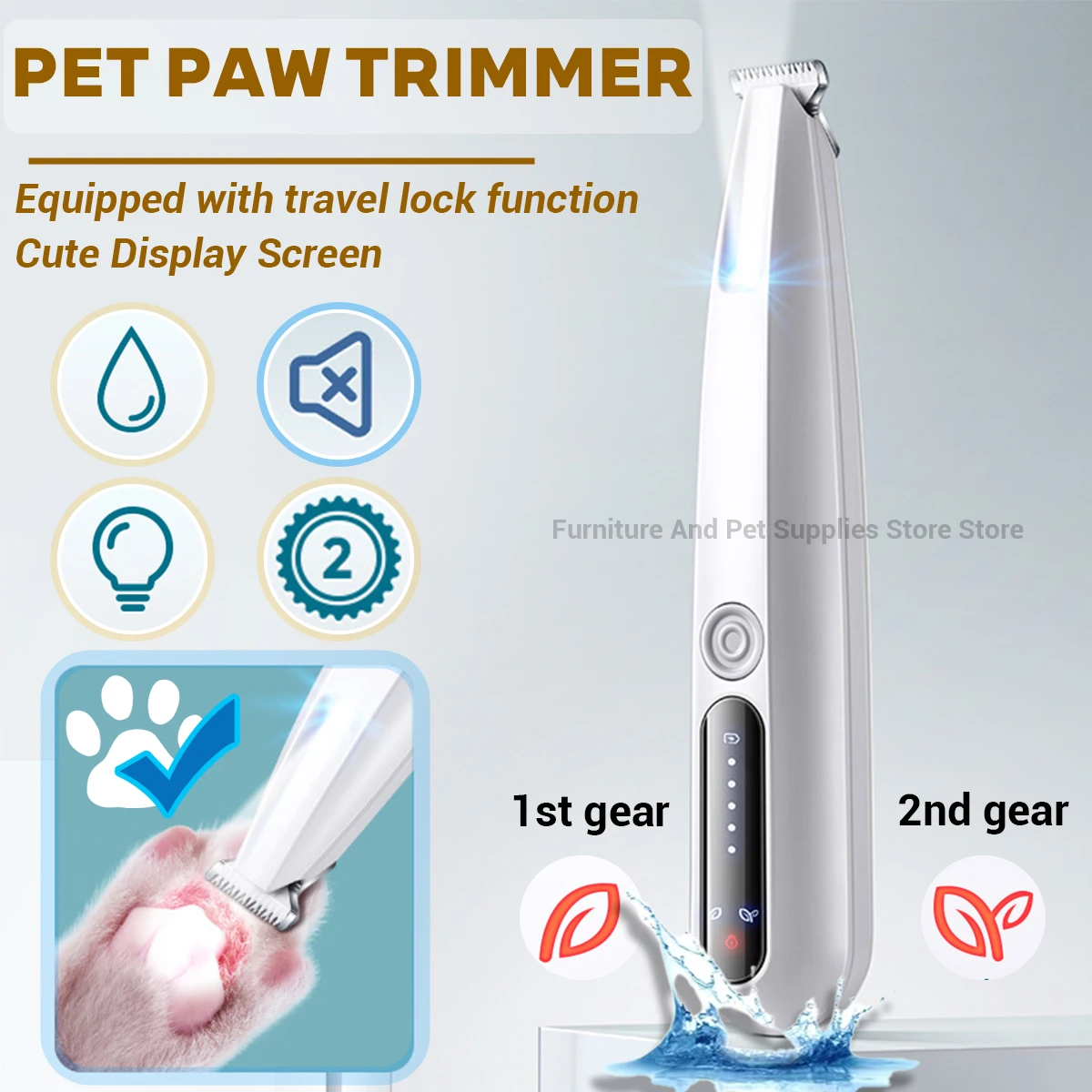 

New type of dog paw trimmer with travel lock function fully waterproof pet hair trimmer with LED display screen cat hair trimmer