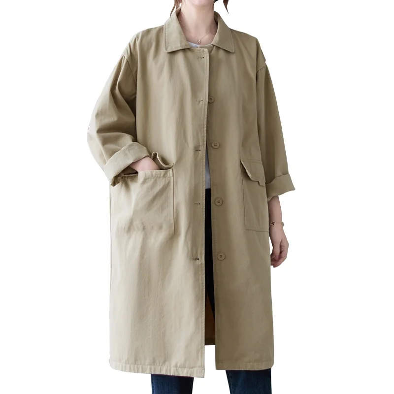 

Plus Size Sli Large Size Women's Long Sve Coat Loose Casual Midi Outerwear Trendy Faionable Zipper Closure Color Commute
