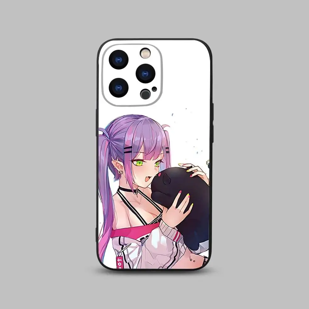 Tokoyami Towa Hololive telefoonhoesje voor iPhone 17,16,15,14,13,12,11,Pro,Max,Plus,X,XS,SE4,E,Mini,zacht zwart hoesje