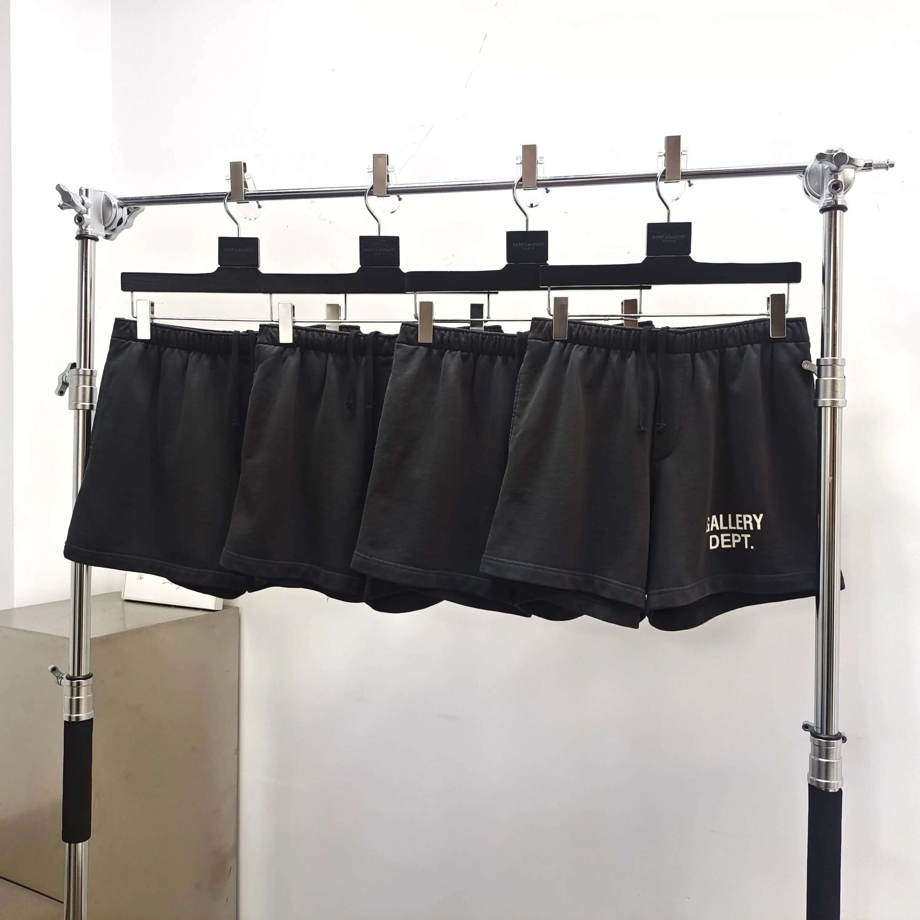 Gallery Dept White Letter Vintage Black Shorts