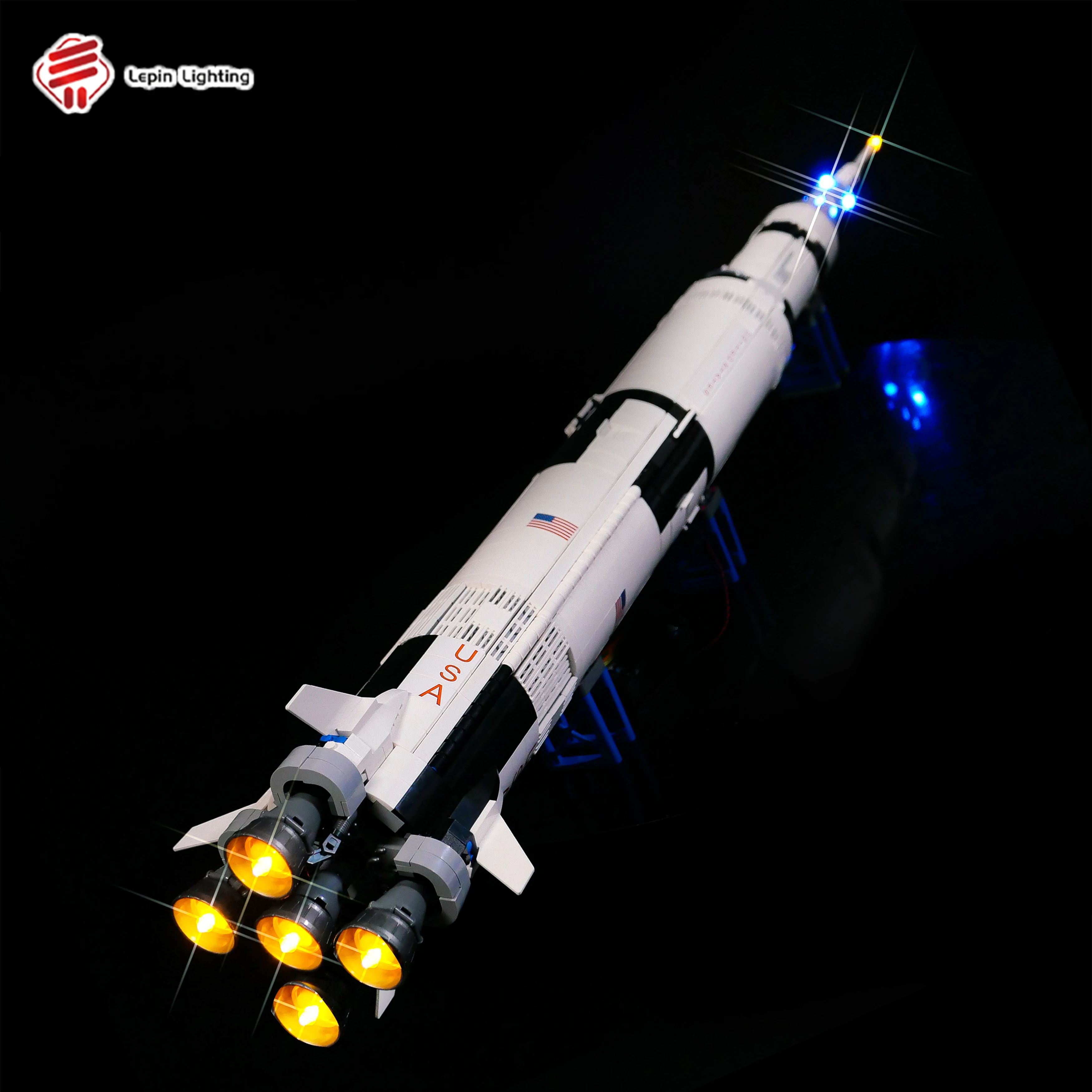 LED Lighting Kit Compatible with 21309 NASA Apollo Saturn V Rocket Building Blocks Model Decorative Light Set for Display