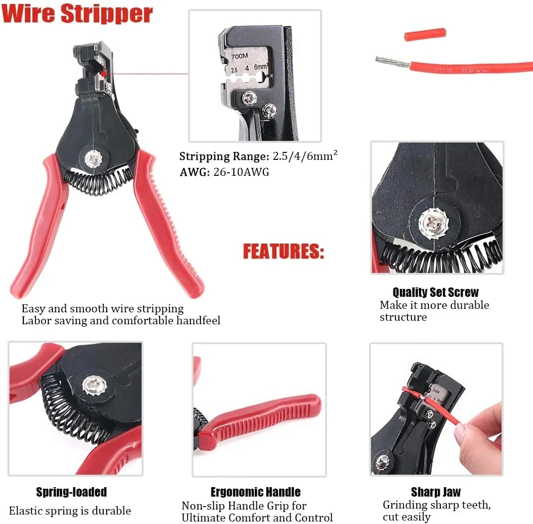 Imagem -03 - Solar pv Crimping Tool Kit com Stripper Cabo de Fio Cortador Chave Inglesa Conectores Solares Awg1410 25 Mm²