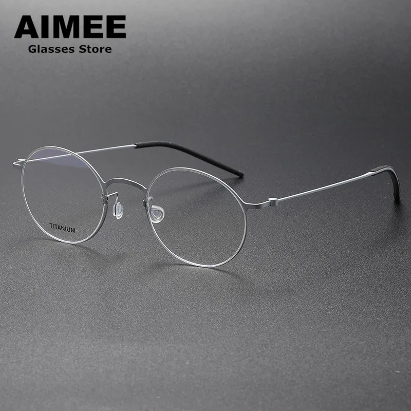 Denmark Brand Pure Titanium Ultralight Glasses Frame Men Women Round Screwless Eyeglasses Korean High Quality Designer Eyewear