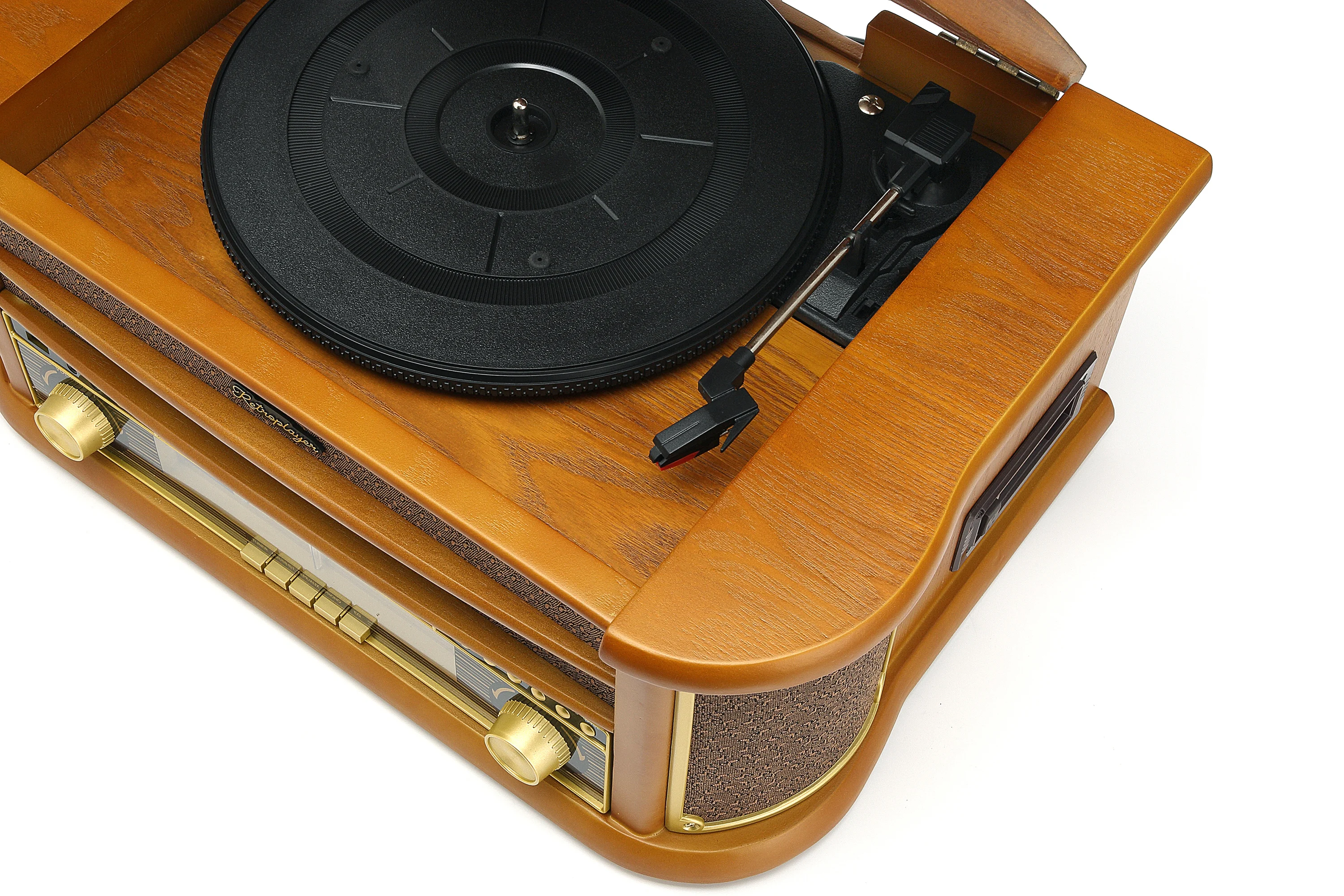 Multi Functional Vinyl Turntable Vinyl Record Player with Cassette CD USB SD Play AM FM Radio Turntable with Built-in Speakers