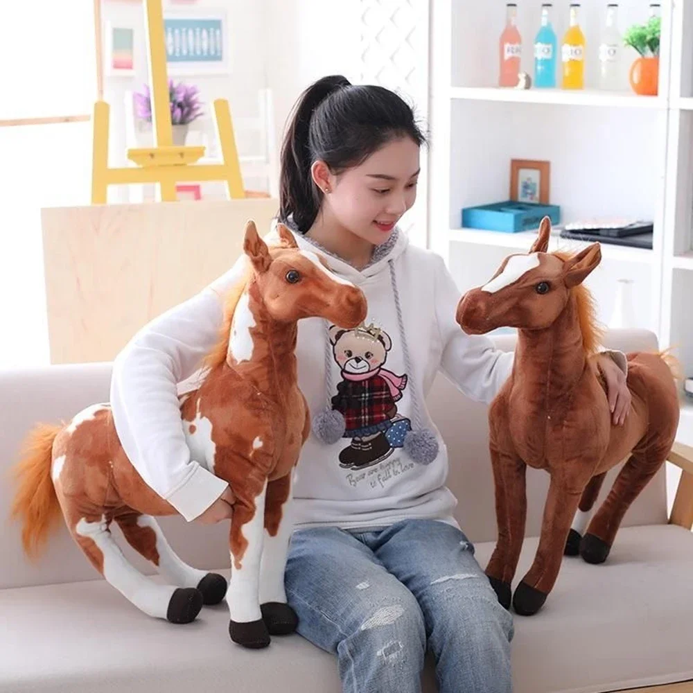 40cm Simulated Horse Doll Plush Toy Mascot Zodiac Horse Animal Doll Decoration Pillow Soft Child Birthday Gift Decoration