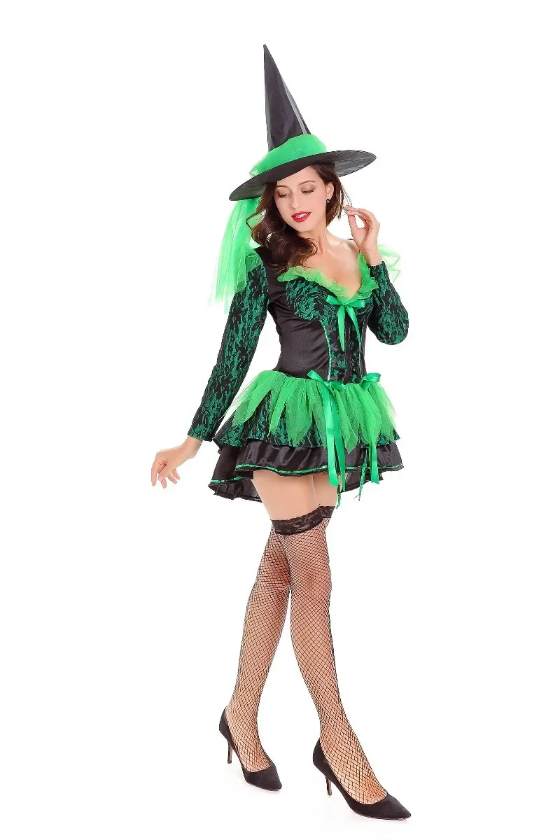 Adult Sexy Green Witch Costume Women Halloween Carnival Party Cosplay Fancy Dress Halloween Costumes For Women