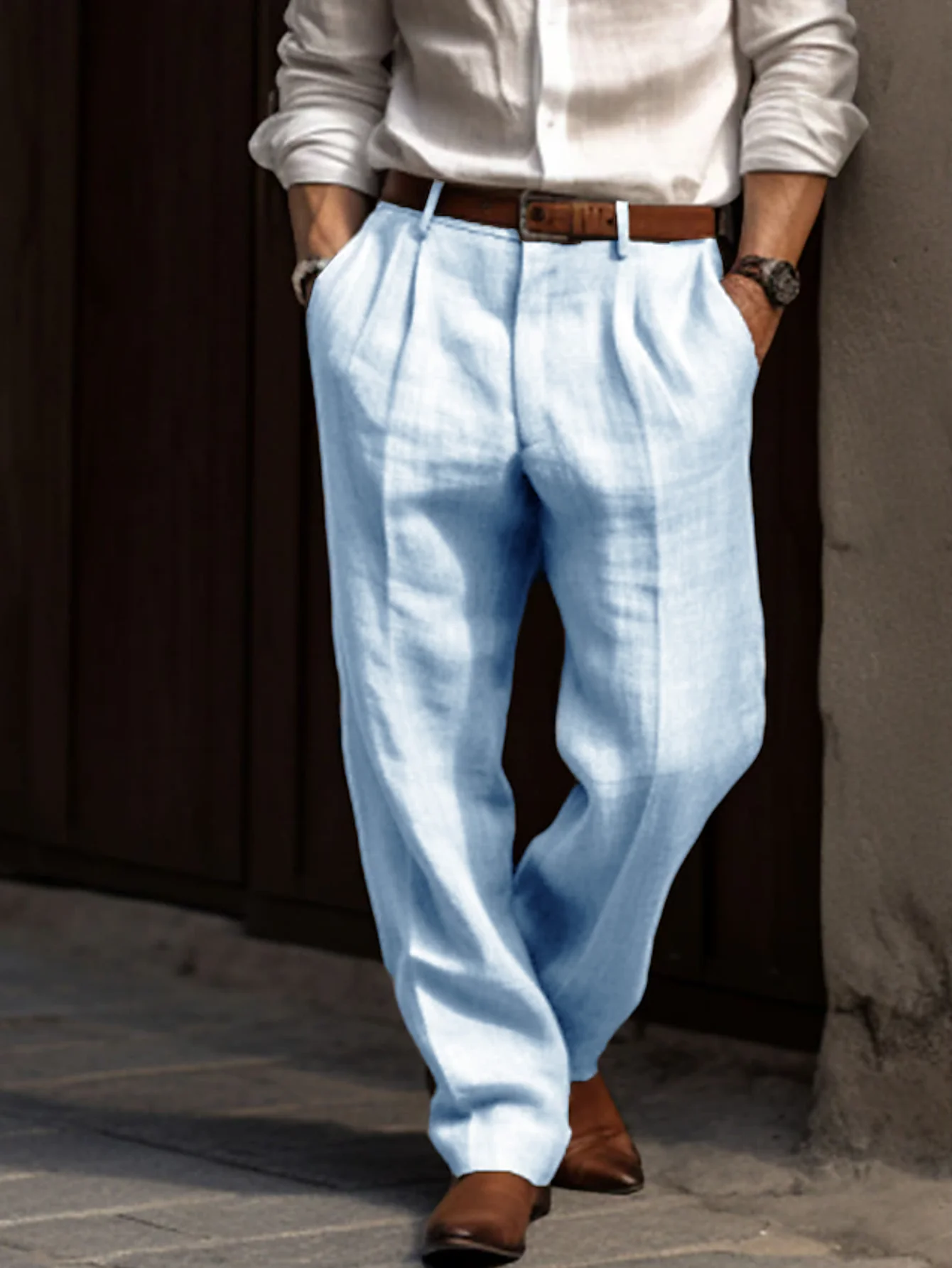 Sommer Neue Mode Herren Leinen Lange Hosen Strandurlaub-Stil Atmungsaktiv Leicht Gerade Passform Lässige Business Lange Hosen – Detail 6