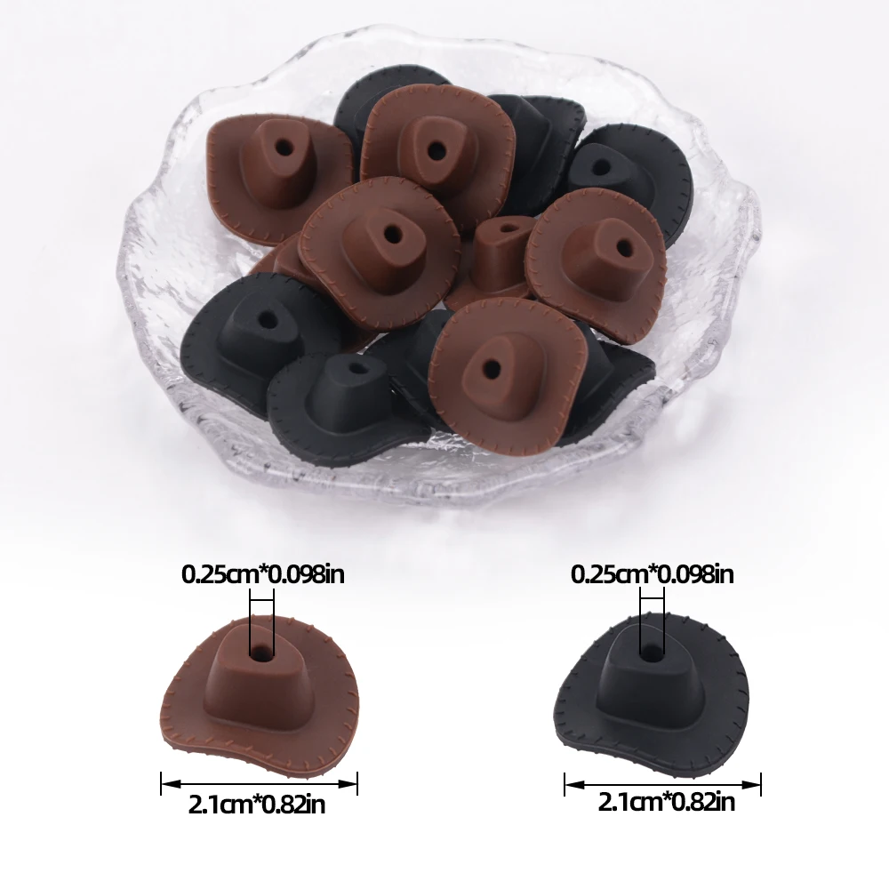 LOFCA 10Pcs Silicone Cowboy Hat Denim style Used to make DIY home decorations keychain necklaces jewelry accessories image 2