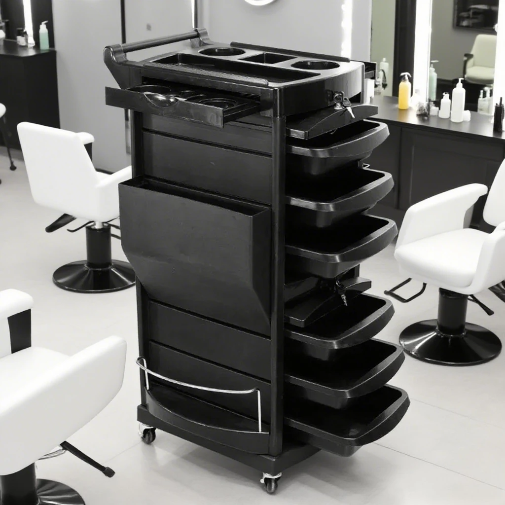 Stainless Steel Hairdressing Tool Cart Barber Shop Perm Dye Salon Cabinet Multi-layer Door Lock Trolley