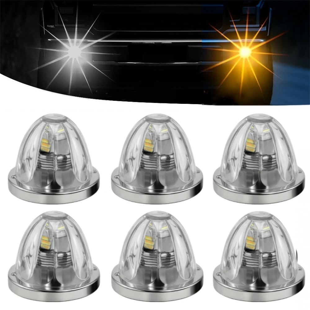 

6PCS LED Watermelon Marker Lights Glass Lens Water Melon Light Dual Revolution Waterproof Star Watermelon Lights 10-30V