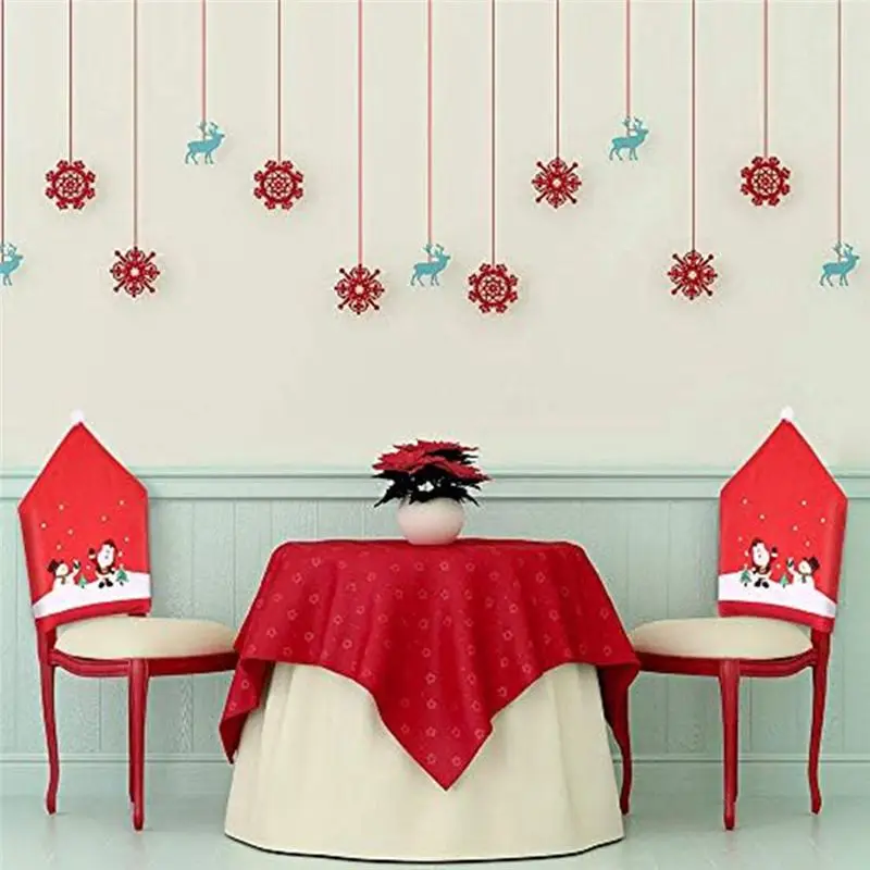 J1UL1N 4PCS Christmas Chair Covers Set Santa-Claus & Snowman-Red Hat Xmas Chair Back Covers
