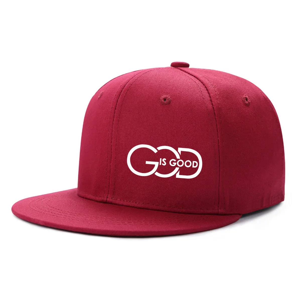 Unisex-Baseballkappe mit verstellbarem Riemen, flacher Krempe, mit Aufdruck „GOD IS GOOD“, lässige Kopfbedeckung für Damen und Herren, modisch, atmungsaktiv, für den Außenbereich. – Detail 2
