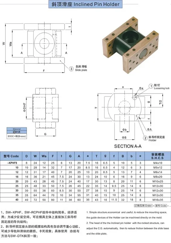 Mold Japanese Standard Three Association Standard KPHF Oblique Top Sliding Seat Oblique Top Device Oblique Top Slider