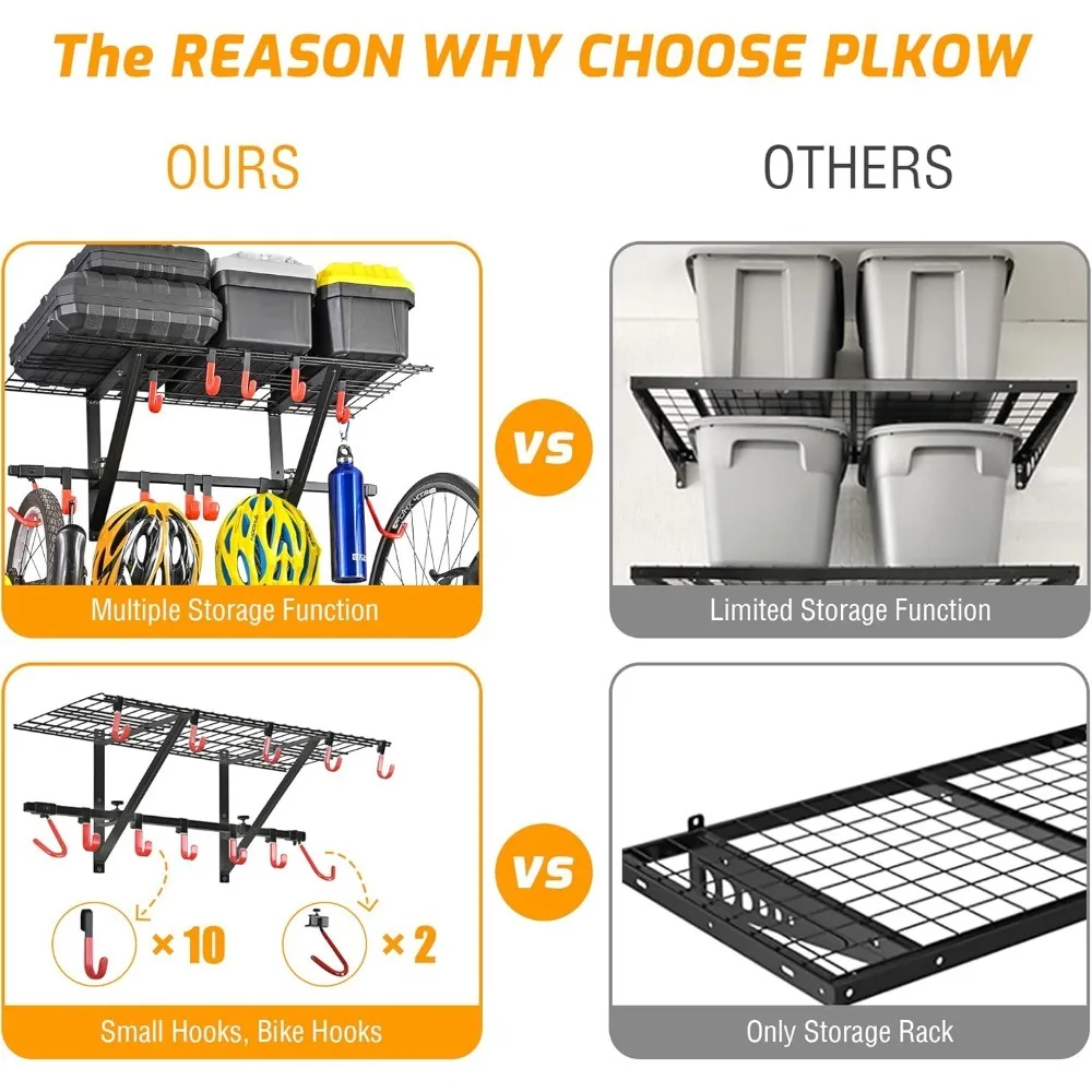 عرض ساخن - تتضمن رفوف جدار المرآب وخطافات الدراجة، ورفوف جراج قوية قابلة للتعديل على الحائط للمرآب/المنظم