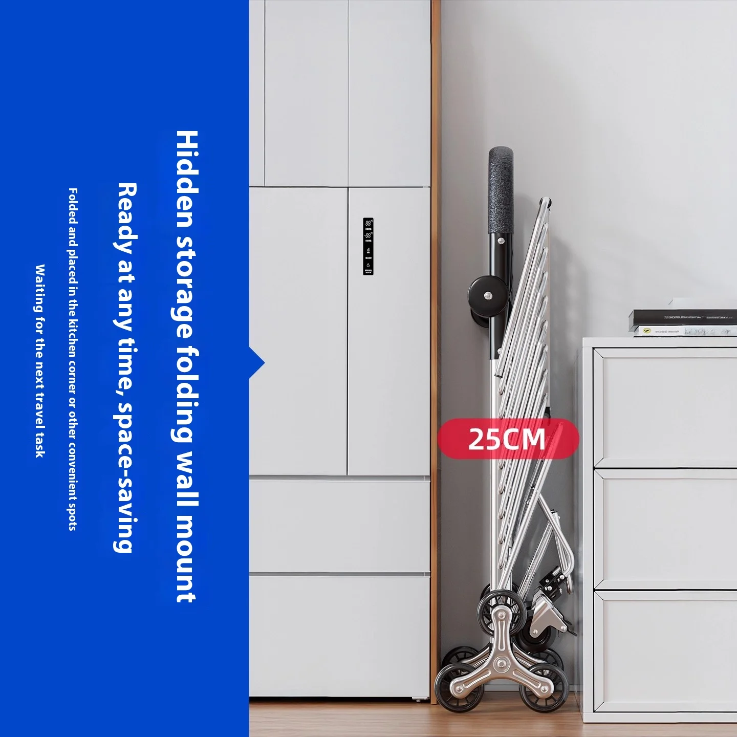 Gianxi Maicai عربة صغيرة قابلة للطي منزل جديد عربة تسوق خفيفة الوزن تحمل البضائع تسلق برج مقطورة عربة اليد #2