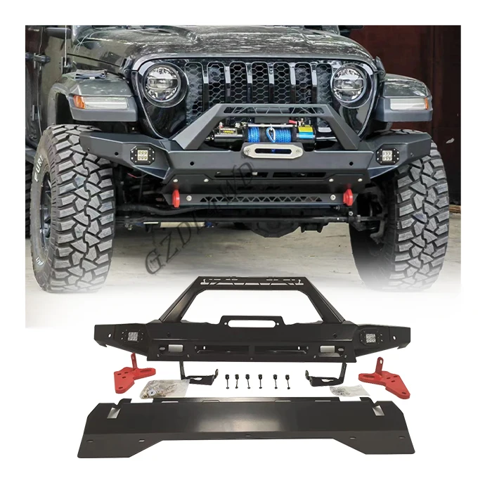 

GZDL4WD 4x4 Pickup Rolled Steel Front Bumper For Wrangler Gladiator 2022 Front Bull Bar