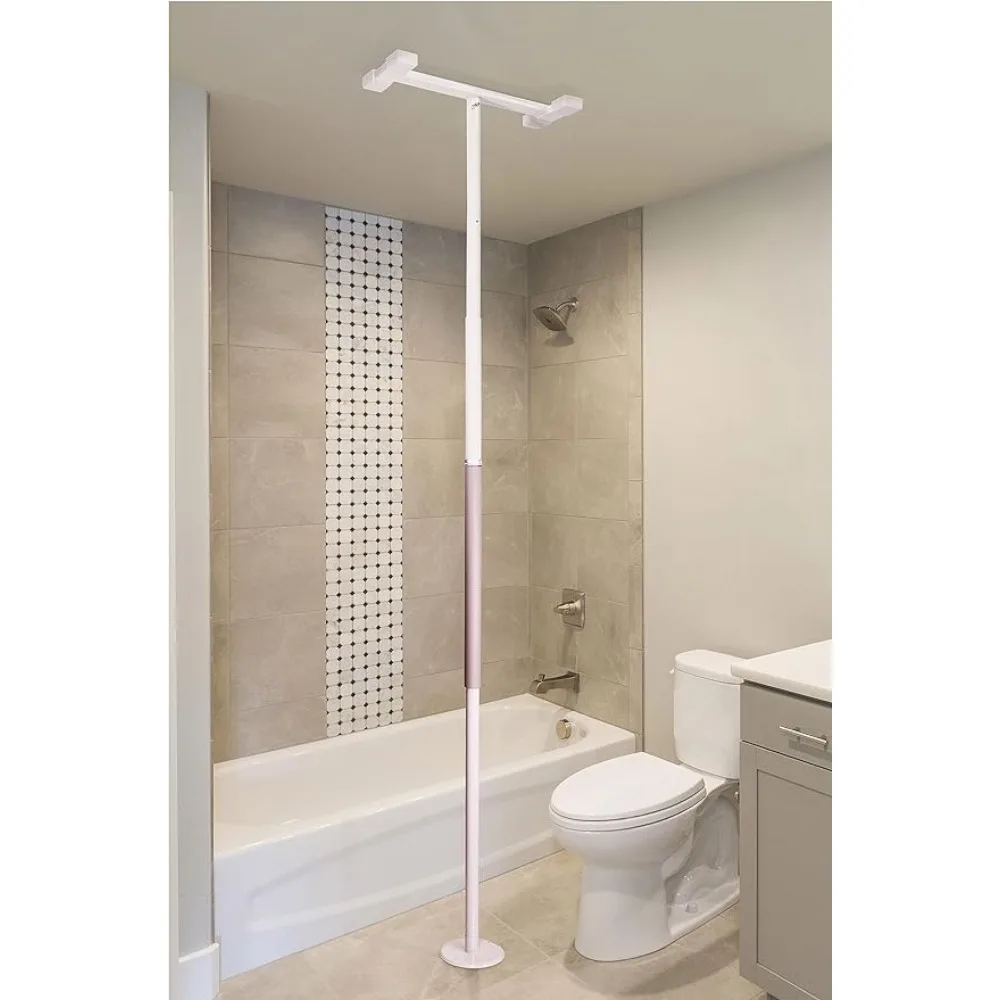 Stander Security Pole, Floor to Ceiling Transfer Pole, Elderly Grab Bar and Bathroom Rail with Padded Handle, Iceberg White