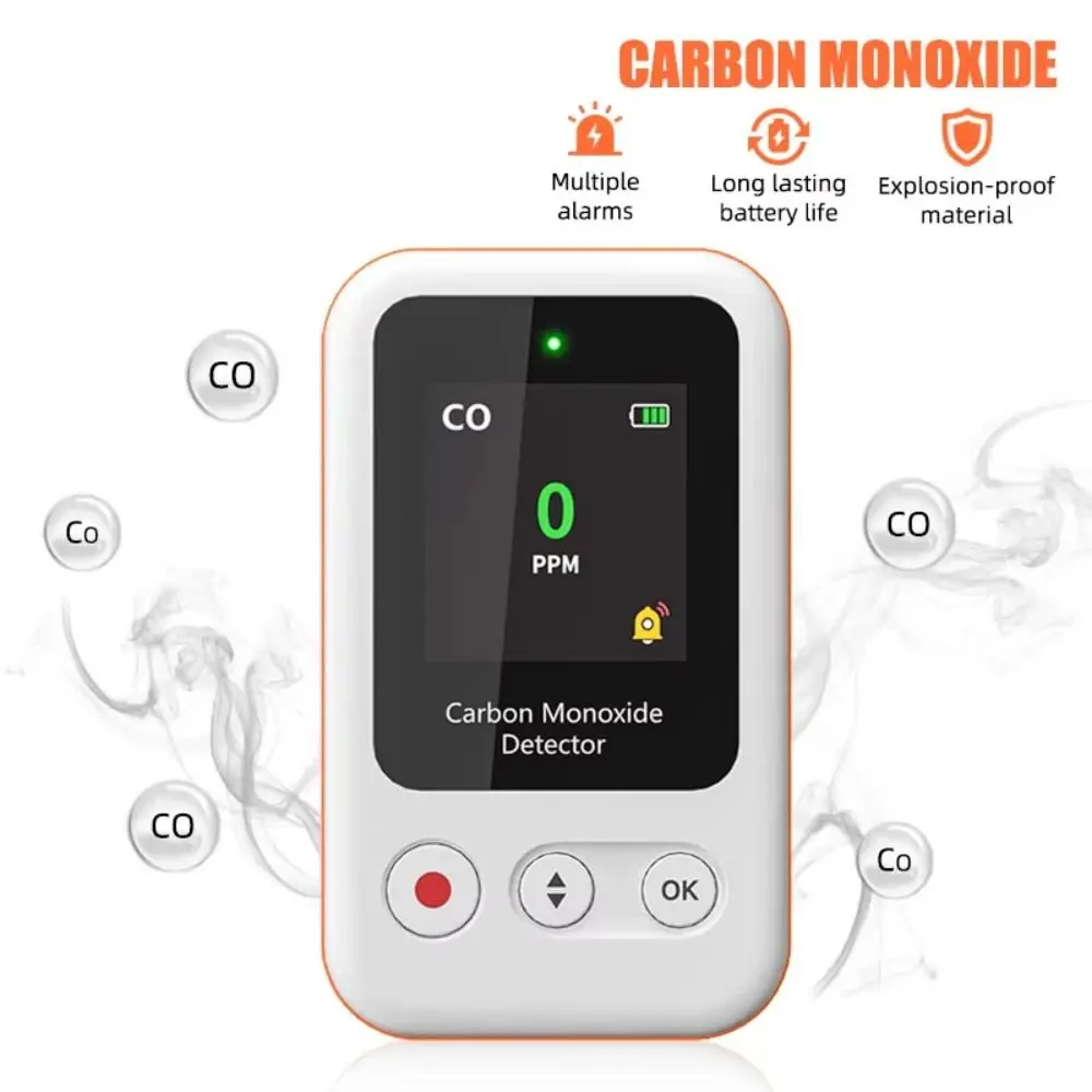 Rilevatore di monossido di carbonio ad alta sensibilità Rilevatore di CO ricaricabile ad alta definizione Allarme Monitor di sicurezza Display LCD