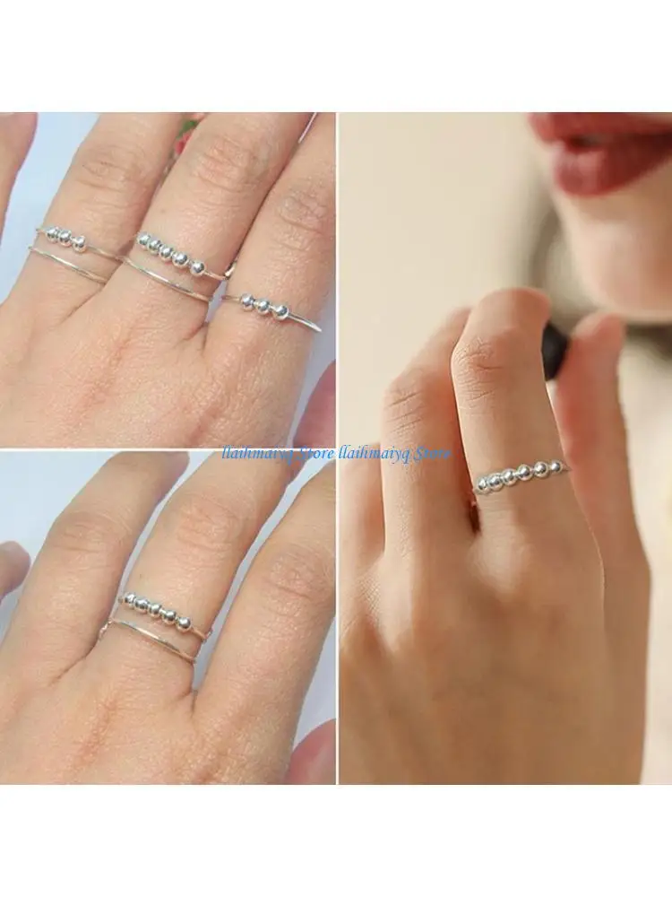 573B 1Piece Stress Relief Stackable Rings Adjustable Open Ring for Worry Meditation