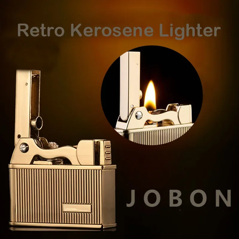 JOBON Vintage Retro Kerosene Lighter Creative Personalized Metal Kerosene Lighter Bronze Men\'s Gadget Gift