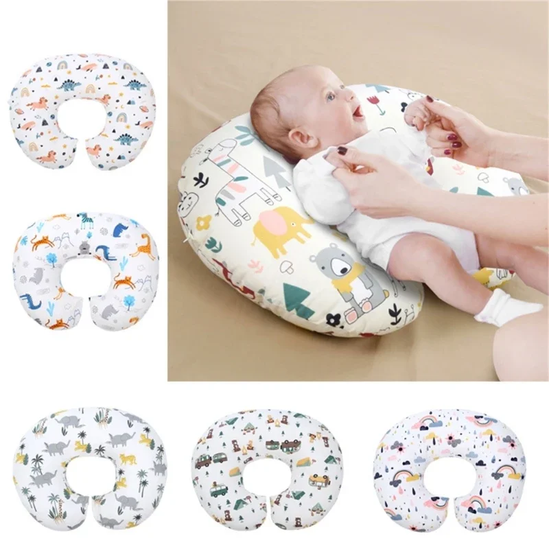 Cotton Nursing Pillow Lovely Pattern Baby Pillow Machine Washable Pillow for Comfortable Breastfeeding Bottle Feeding