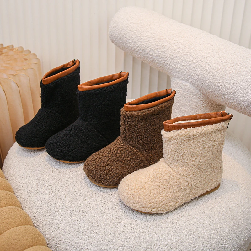 

Kids Warm Ankle Boots Fleece Children Fashion Shoes Soft Bottom 2025 Winter New Short Boots for Boys Girls Suede Comfortable