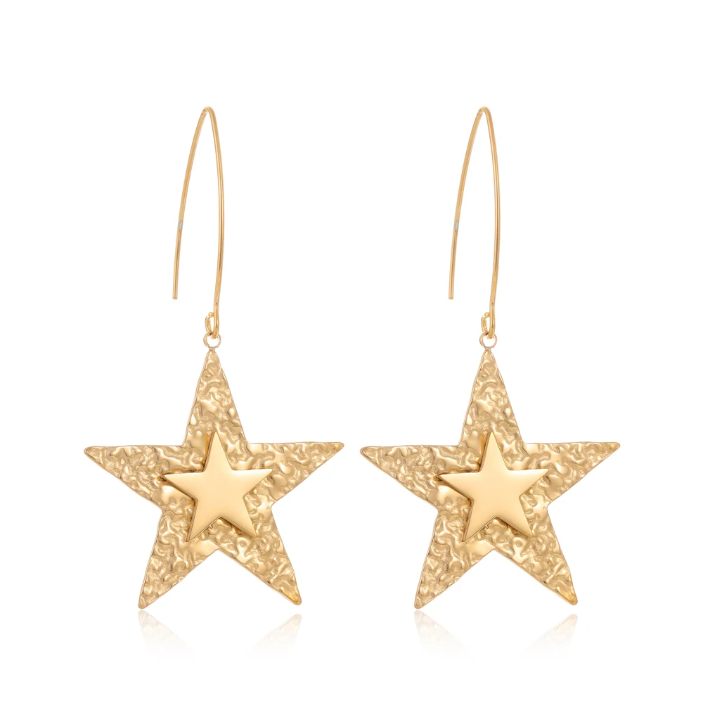 Jindian European and American style stainless steel pentagram women\'s elegant and fashionable trend versatile earrings