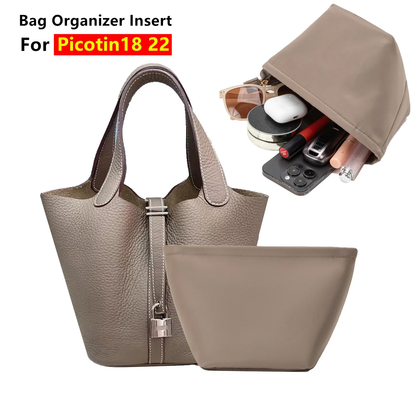 Lightweight Nylon Waterproof Bag Organizer Insert for Picotin 18 22 Durable Storage Bag Support Modification Accessories