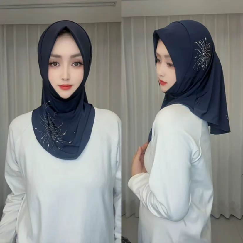 Moslim Islam Confectiekleding Hijaabs Glittery Shine Sjaals Modieuze hoofddoeken voor dames