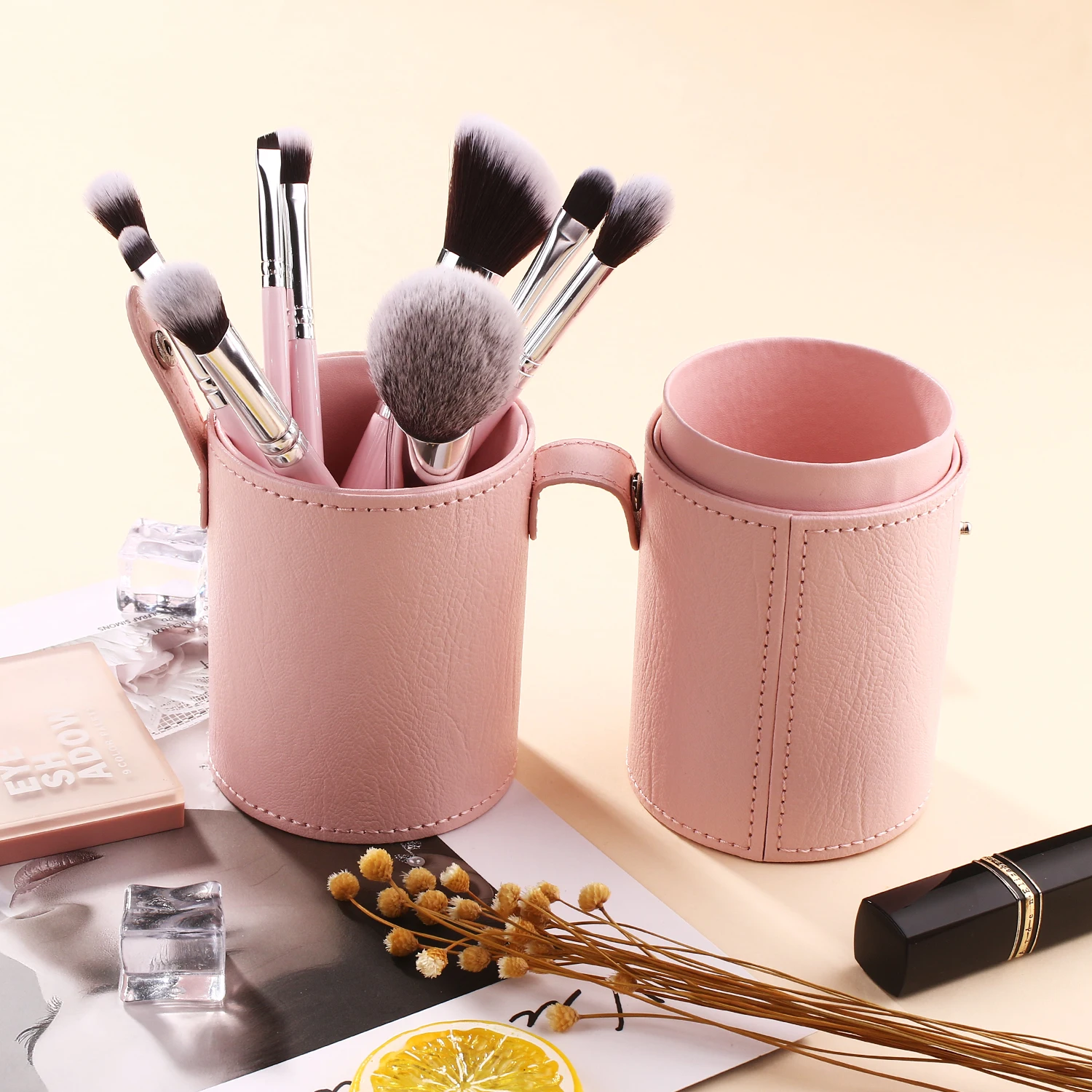 BEILI Pink Premium Make-up-Pinsel-Set mit Pinsel-Organizer, Foundation, Puder, Lidschatten, Eyeliner, Konturpinsel, Kosmetik-Werkzeug