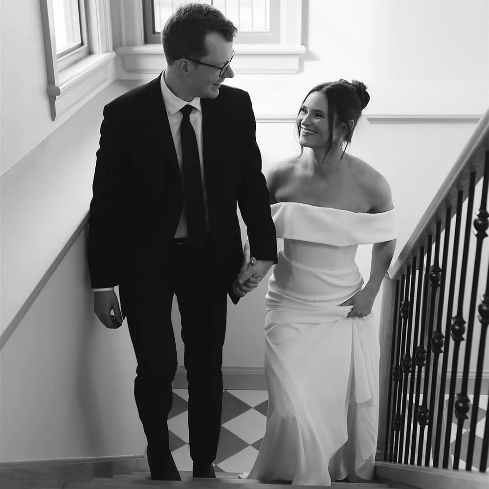 

Off-Shoulder Crepe Wedding Dresses 2026 Civil Bridal Gown Wedding Ceremony Dresses Evening Party Dresses Customized