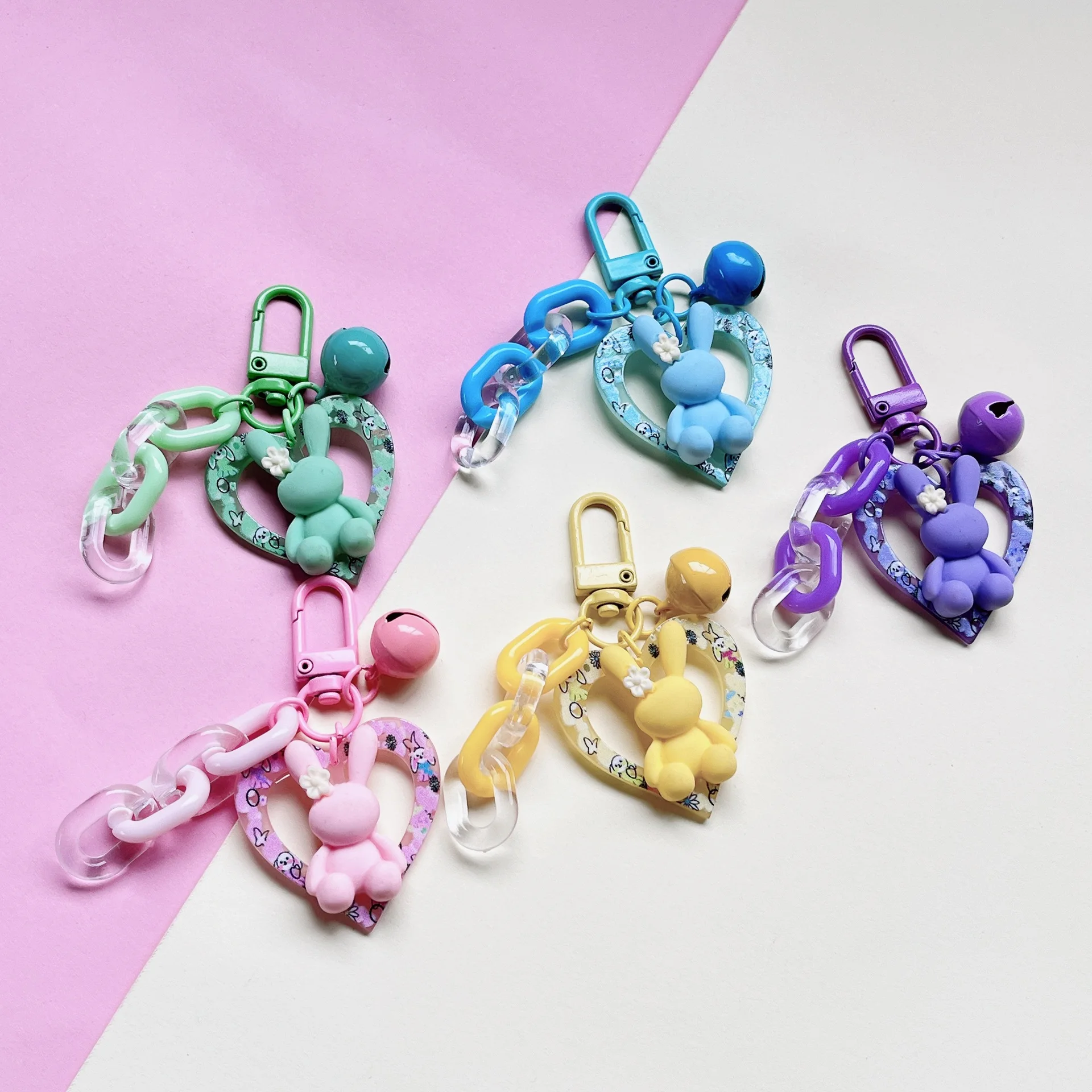 Брелок для ключей в виде сердечка с колокольчиком для женщин и девочек