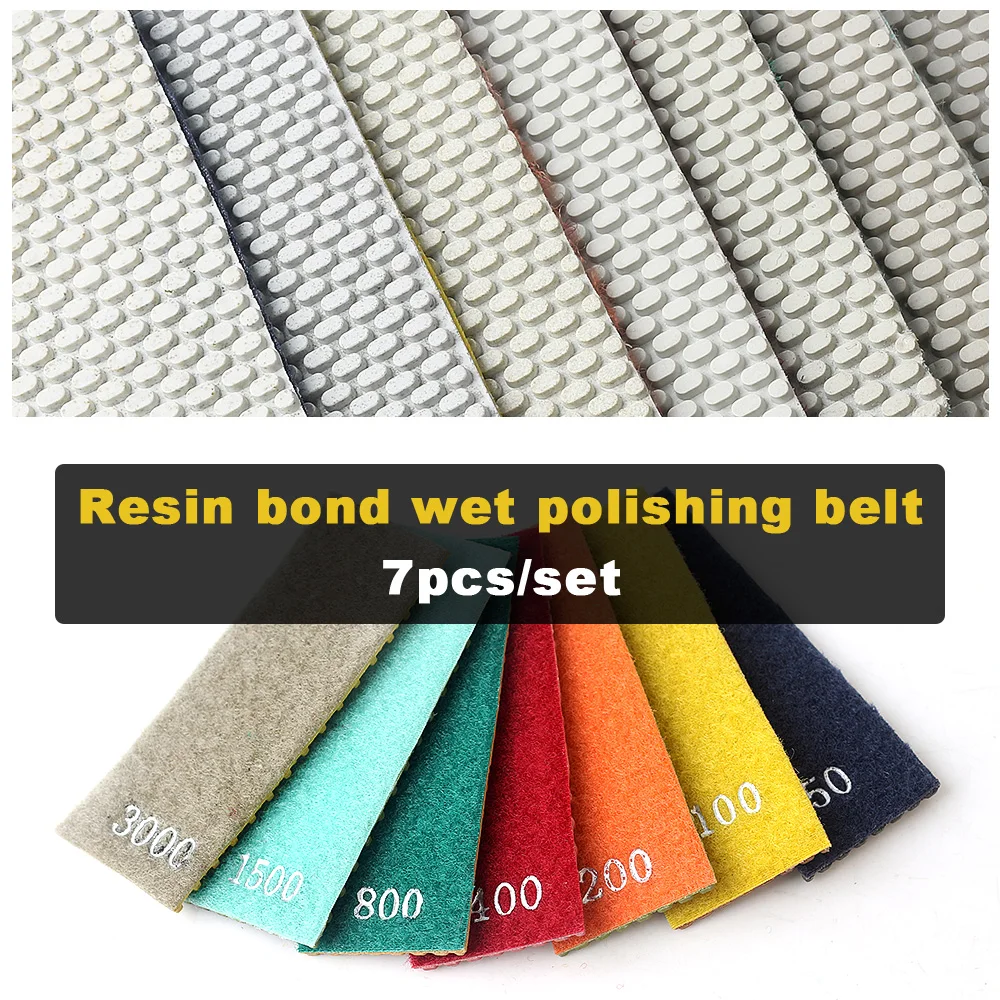 240mm*45mm 7pcs/set resin bond wet polishing belt for polishing granite,marble,engineered stone, tile and concrete