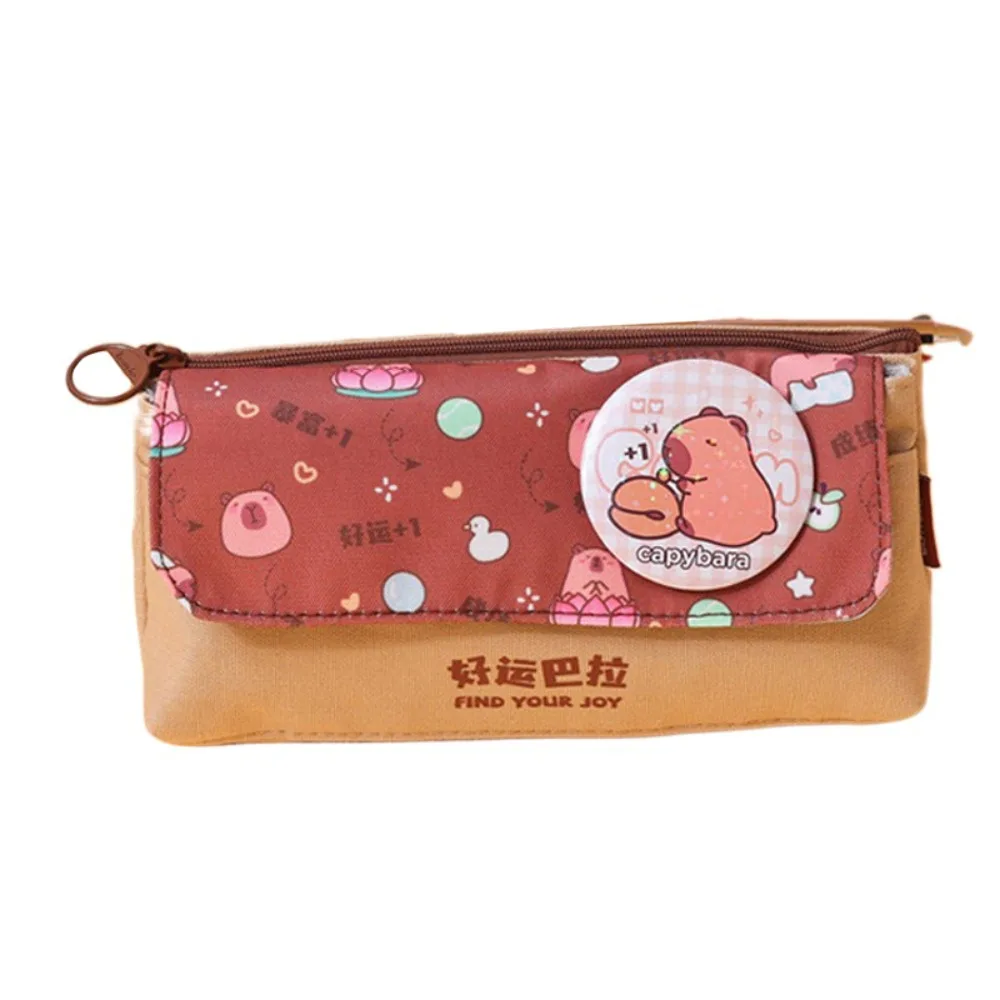 كابيبارا حقيبة أقلام رصاص من الكارتون سعة كبيرة حامل القرطاسية Kawaii مقلمة قماش سستة قلم رصاص بشكل جذاب حقيبة التخزين