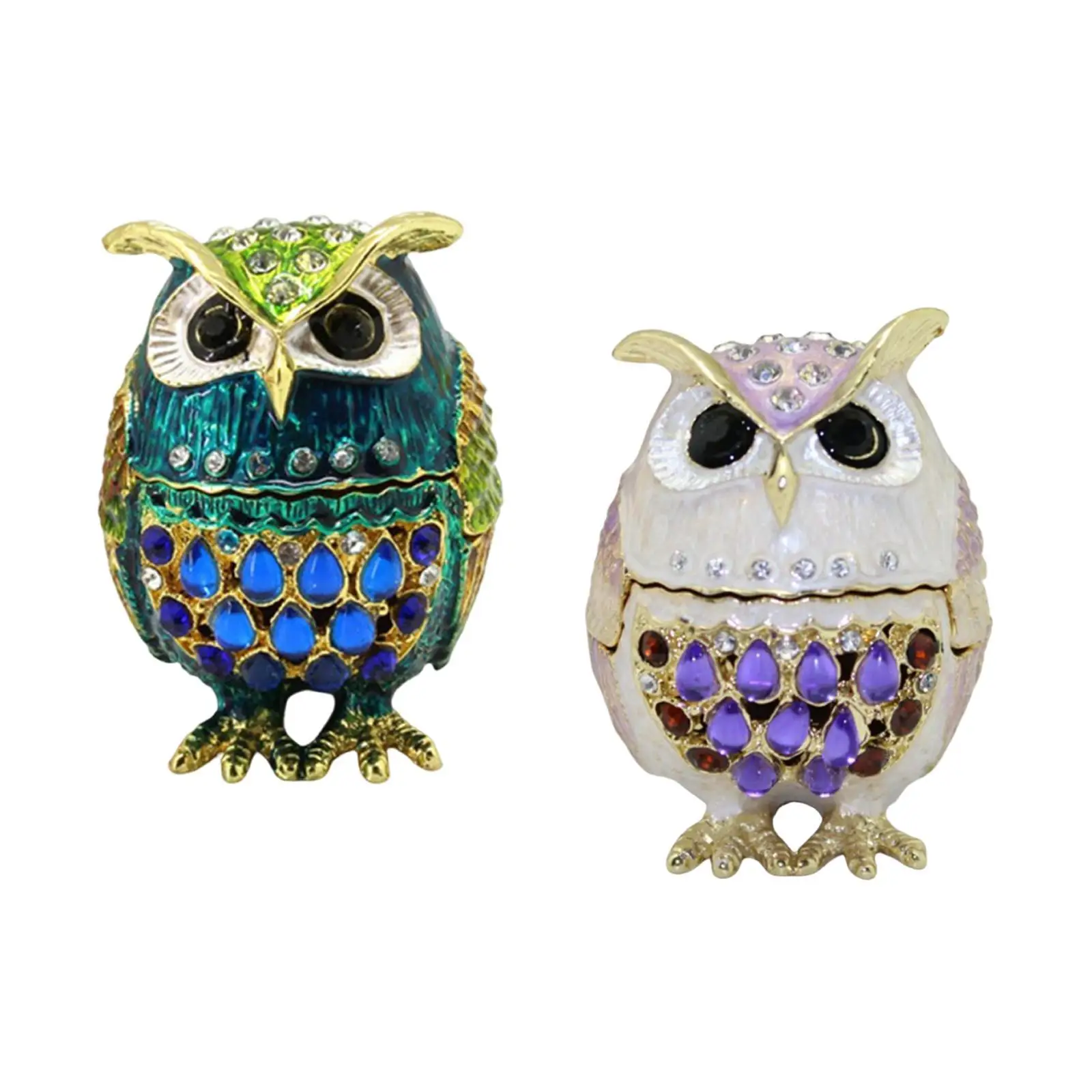 

Jewelry Box,Decorative Storage Case Gifts Organizer,Portable Alloy Sculpture,Animal Figurine Owl Statue for Hairpins,Mom