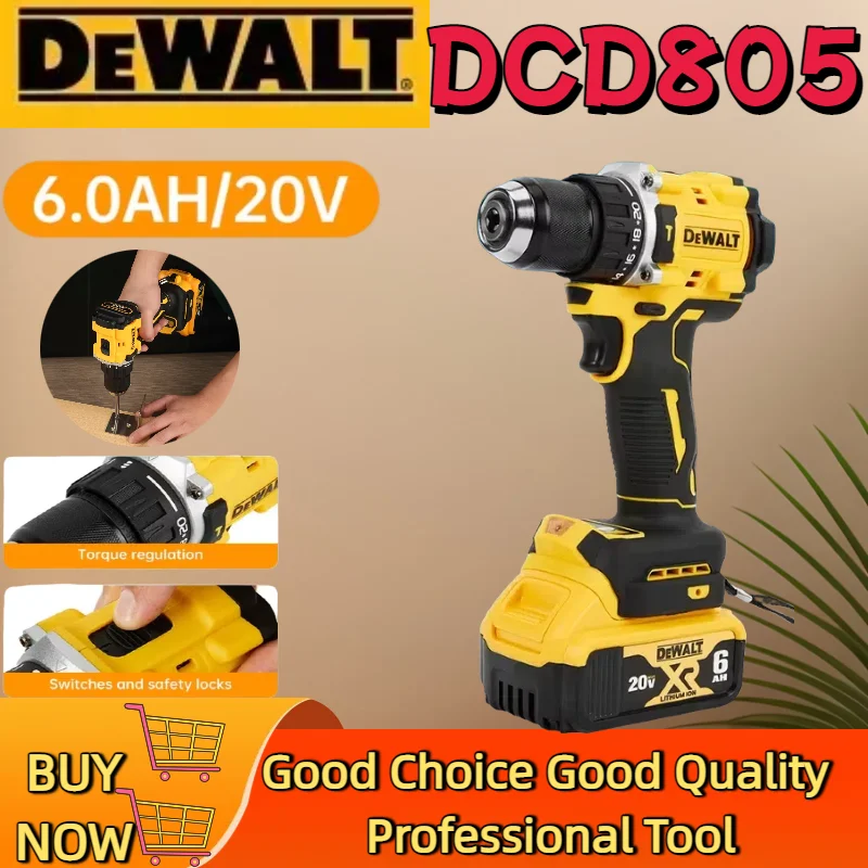

DEWALT DCD805 Max XR Бесщеточная аккумуляторная ударная дрель и отвертка — многофункциональный ручной инструмент, аккумулятор 20 В